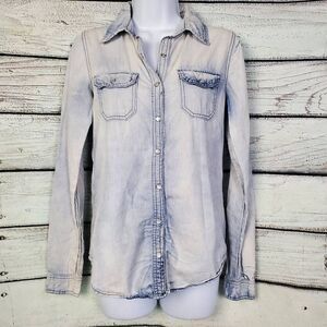 Vanity Women’s Denim Chambray Button Down Shirt Size S Long Sleeve Western Style